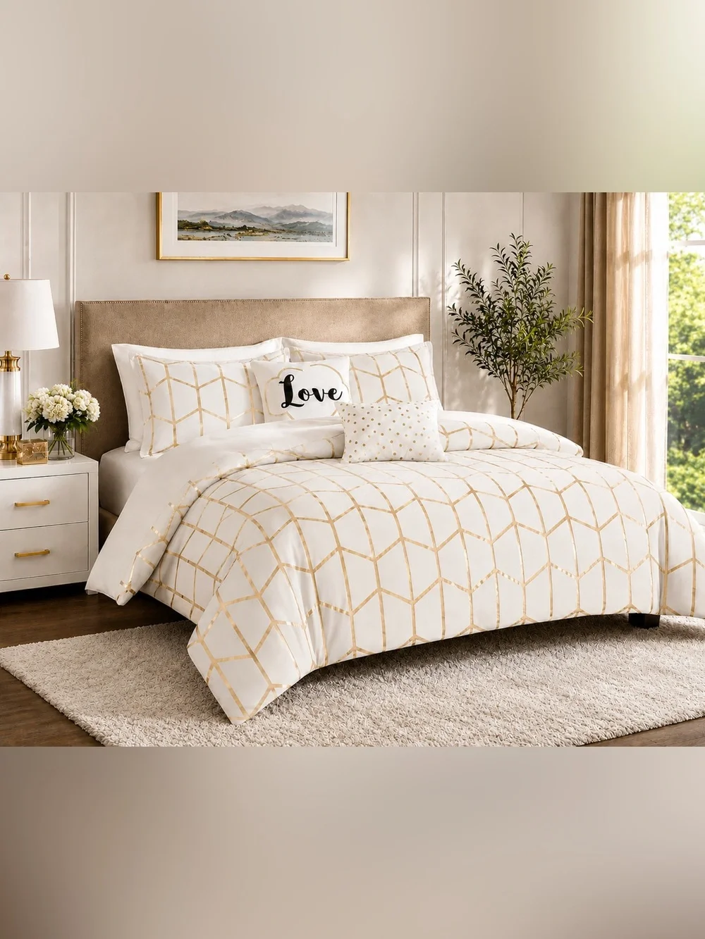 Intelligent Design Khloe 5-Piece King Cal King Comforter Set Ivory Gold New
